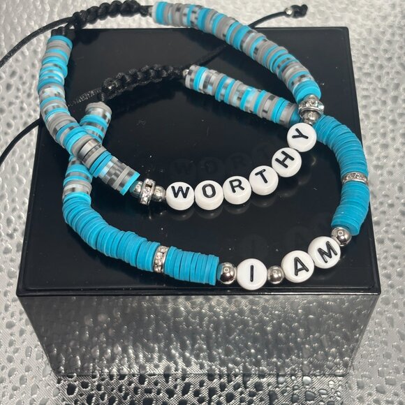 Handmade Affirmation Bracelet Set - Size7 1/2 - Picture 1 of 3